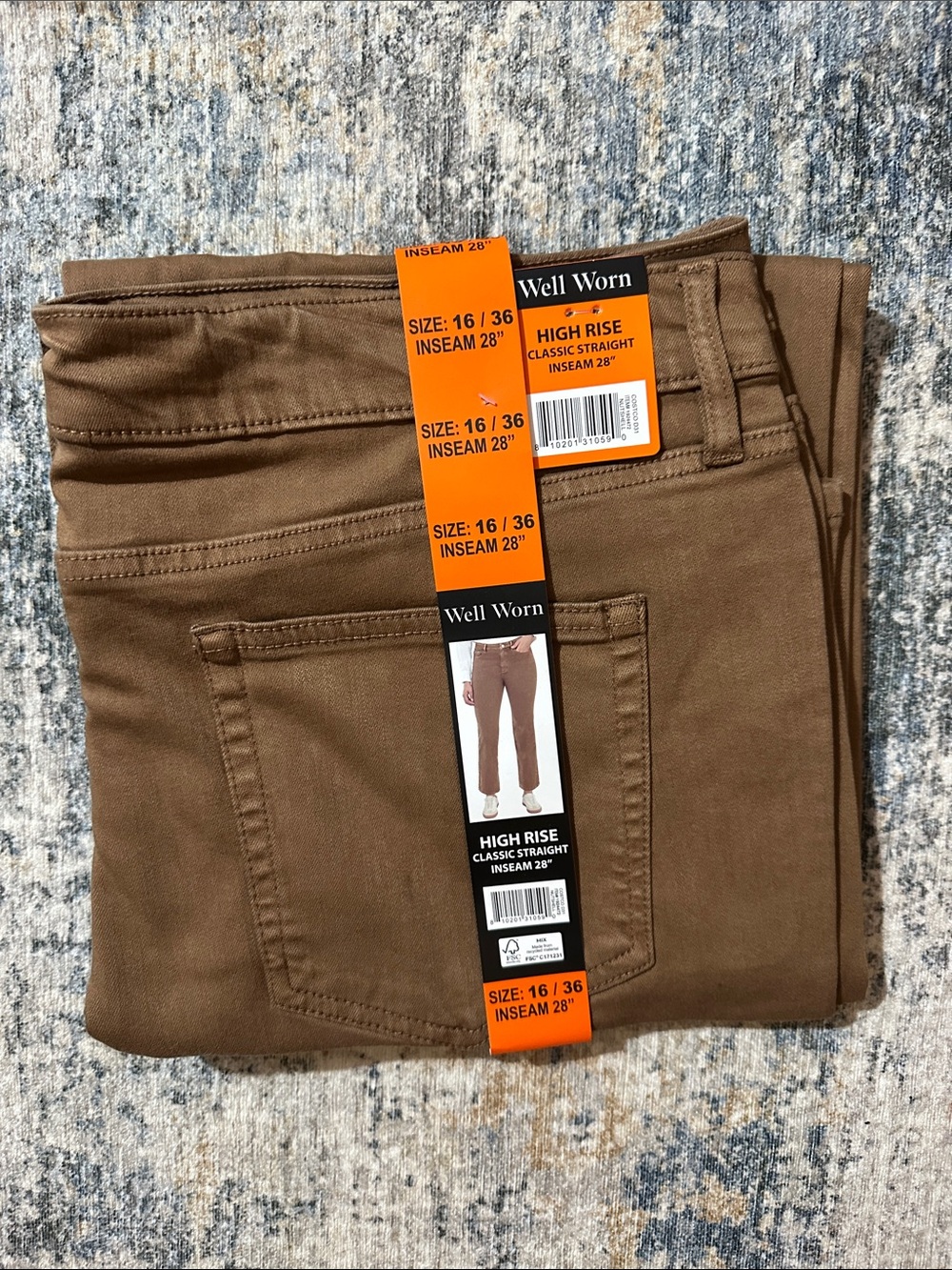 Well Worn womans High Rise Straight Jeans — Brown